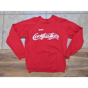 University of Nebraska Cornhuskers Coca Cola Parody Logo Red Sweatshirt Sz M 80s